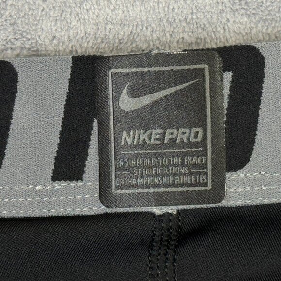 Nike Pro Compression Pants Tights Boys Large L Black 3/4 Length Training 858228 - Picture 10 of 12